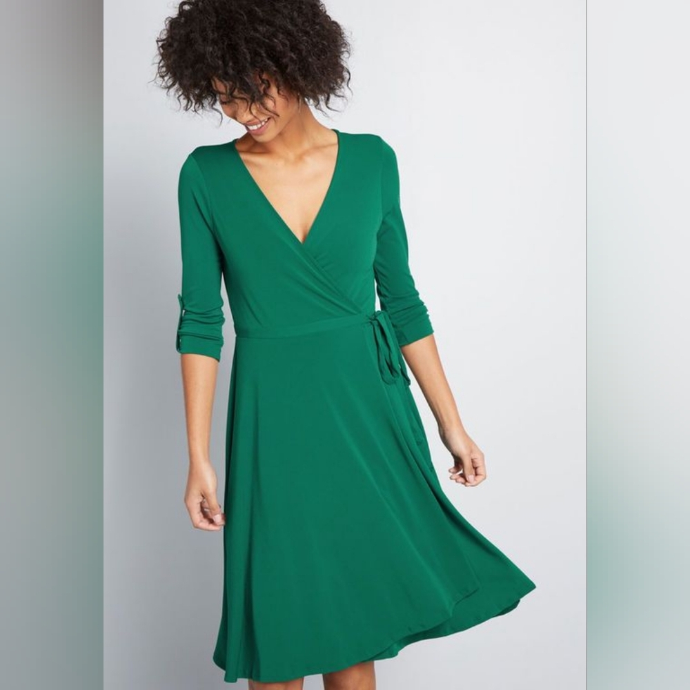 Modcloth Green Wrap Dress